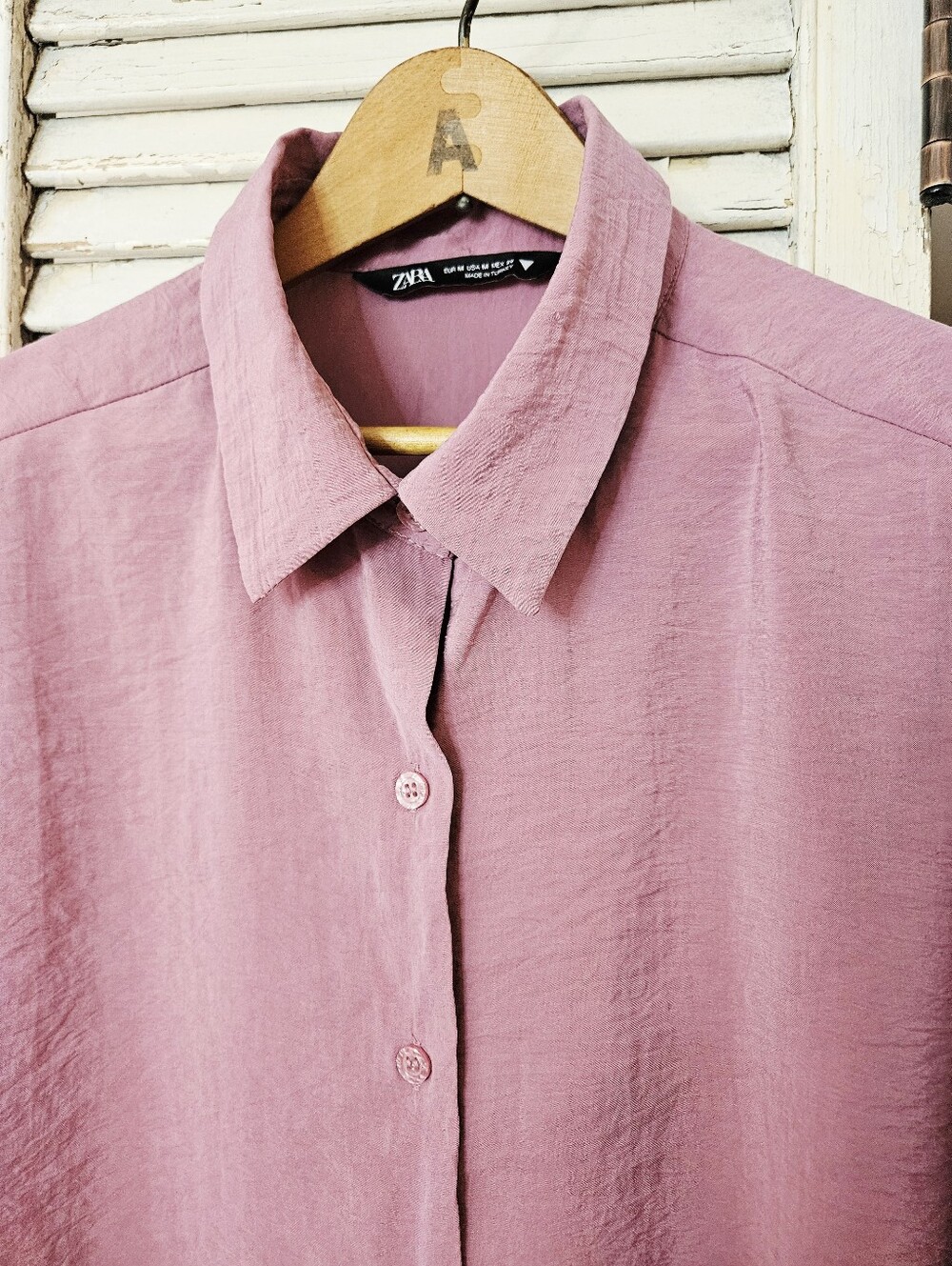 Zara Mauve/Pink Crepe Oversized Blouse Fits Medium To XL - Picture 3 of 12